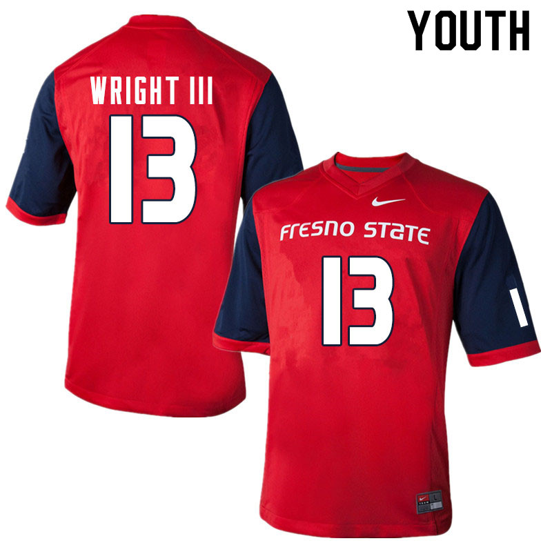 Youth #13 Rodney Wright III Fresno State Bulldogs College Football Jerseys Sale-Red